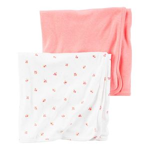 Baby Girl Carter's 2-pk. Floral & Solid Swaddle Blankets