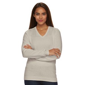 Women's Croft & Barrow® Essential Textured V-Neck Sweater