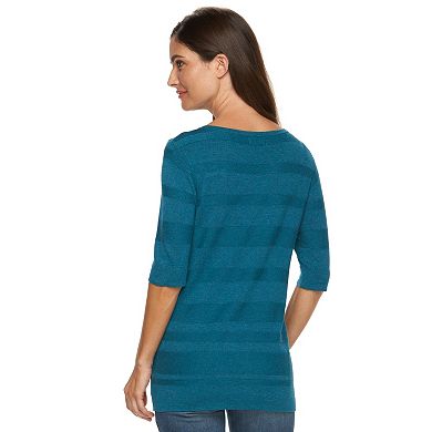 Women's Croft & Barrow® Shadow-Stripe Boatneck Sweater