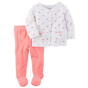 Baby Girl Carter's Quilted Cardigan & Footed Pants Set