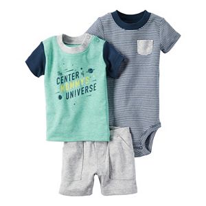 Baby Boy Carter's Striped Bodysuit, Space Tee & Shorts Set