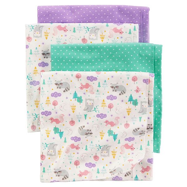 Lovable and Cozy 4-Pack Receiving Baby Blankets Pink Dinosaur 100% Cotton 26 x 26 Your Little One Will Love