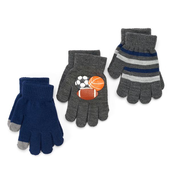 Boys 3Pack Knit Gloves