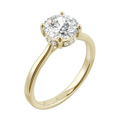 Charles & Colvard 14k Gold 1 5/8 Carat T.W. Lab Created Moissanite Hidden Halo Engagement Ring