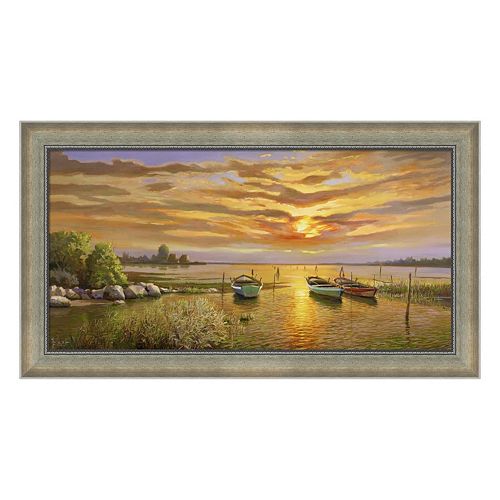 Metaverse Art Laguna al tramonto Framed Canvas Wall Art