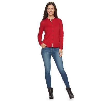 Women's Croft & Barrow® Solid Button-Front Cardigan