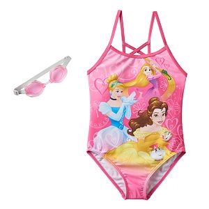 Disney Princess Rapunzel, Cinderella & Belle Girls 4-6x One-Piece Swimsuit