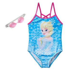 Disney's Frozen Elsa Girls 4-6x Snowflakes One-Piece Swimsuit