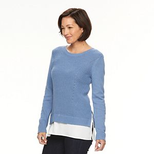 Women's Croft & Barrow® Textured Mock-Layer Sweater