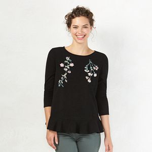 Women's LC Lauren Conrad Embroidered Peplum Sweater