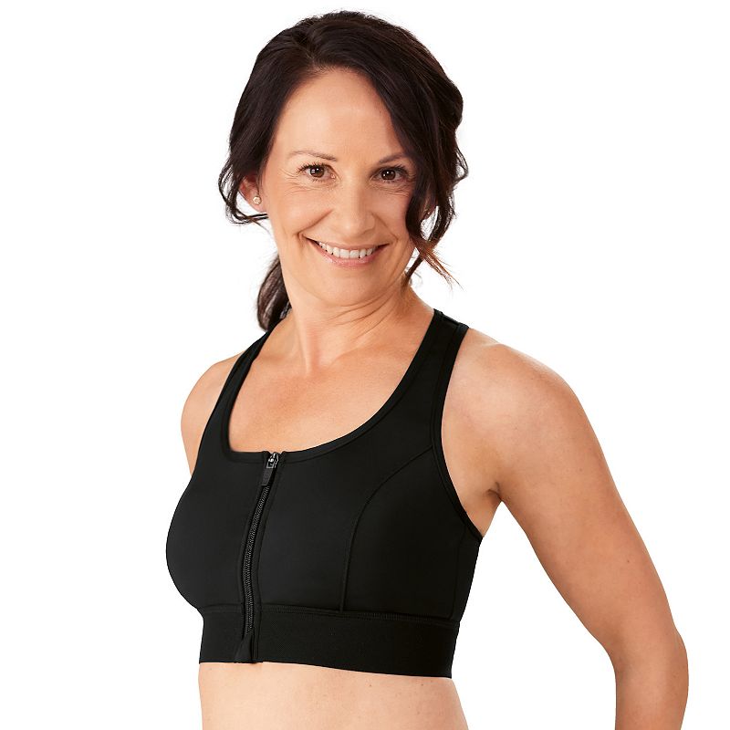 Amoena Mastectomy Sports Bra: Gloria Wireless Front Closure, Women's, Size: Small, Black