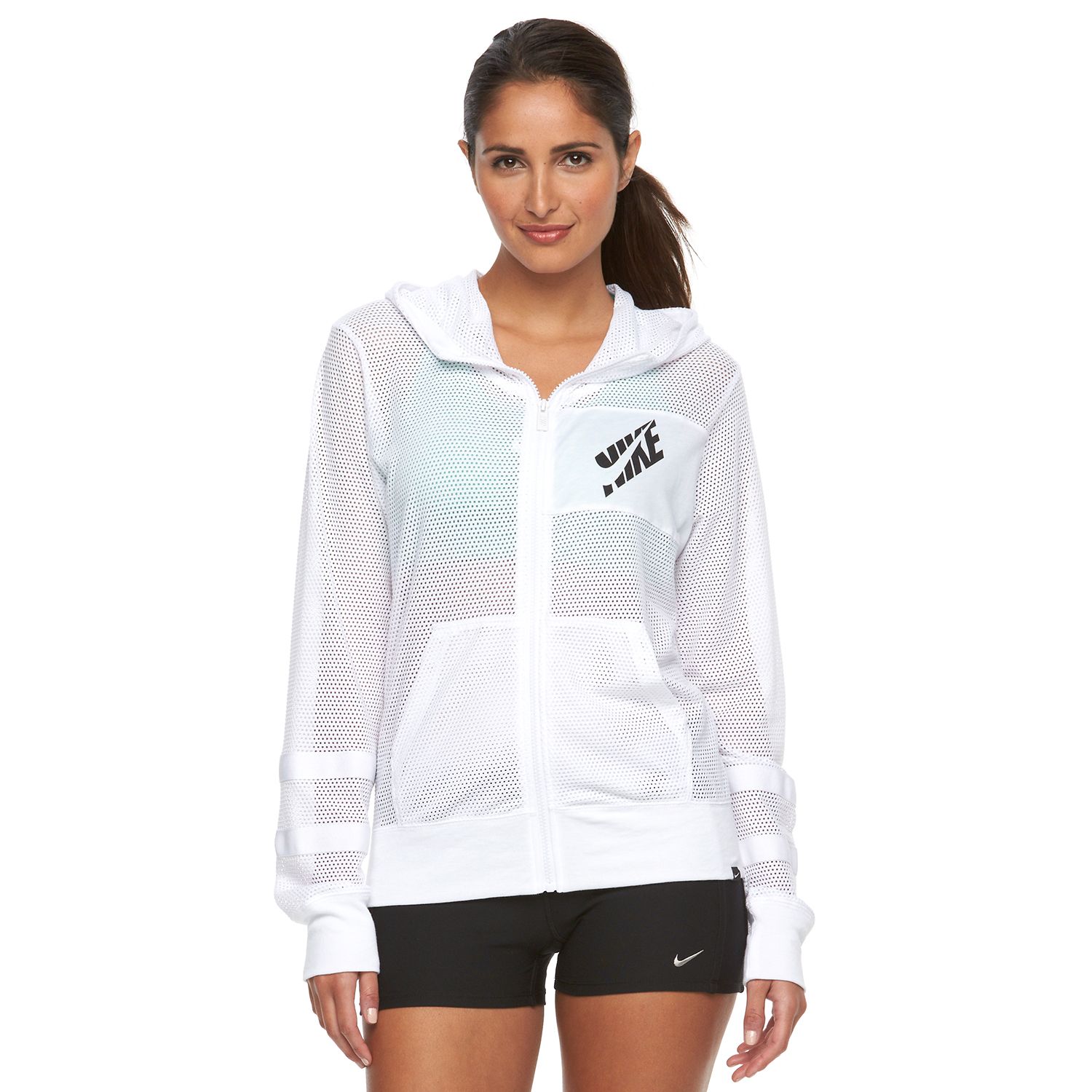 white mesh hoodie women's