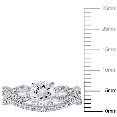 Stella Grace 10k White Gold Lab-Created White Sapphire & 1/6 Carat T.W. Diamond Engagement Ring Set