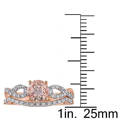 Stella Grace 10k Rose Gold Morganite & 1/6 Carat T.W. Diamond Engagement Ring Set