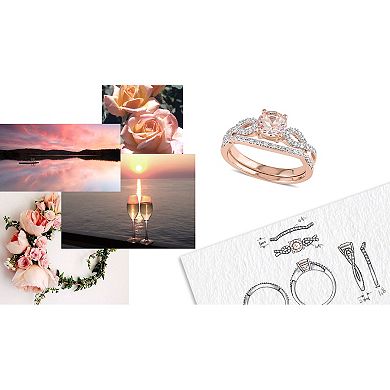 Stella Grace 10k Rose Gold Morganite & 1/6 Carat T.W. Diamond Engagement Ring Set