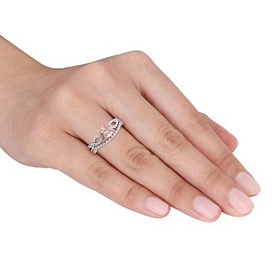 Stella Grace 10k Rose Gold Morganite & 1/6 Carat T.W. Diamond Engagement Ring Set