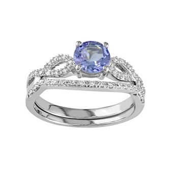 Stella Grace 10k White Gold Tanzanite & 1/6 Carat T.W. Diamond Engagement Ring Set