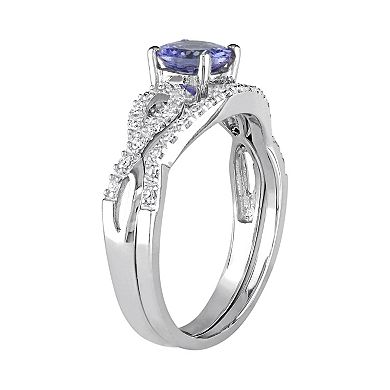 Stella Grace 10k White Gold Tanzanite & 1/6 Carat T.W. Diamond Engagement Ring Set