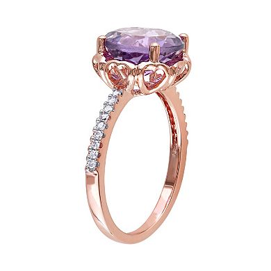 Stella Grace 10k Rose Gold Amethyst & 1/10 Carat T.W. Diamond Engagement Ring