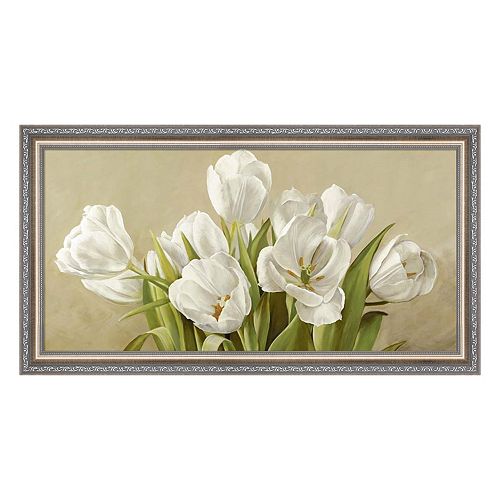 Metaverse Art Tulipani Bianchi Framed Canvas Wall Art