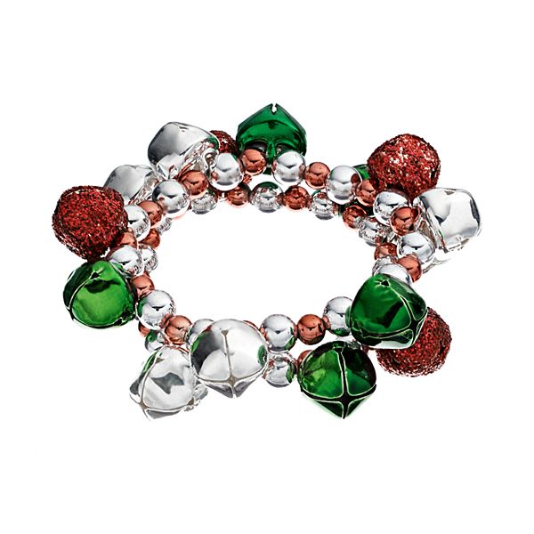 Assorted Enamel Coated Christmas Jingle Bell Charm Bracelet  (424168)