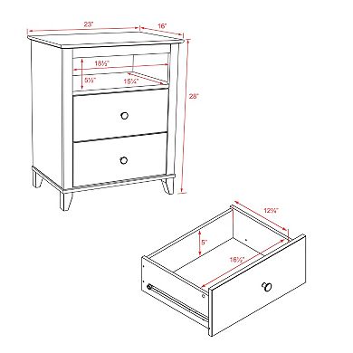 Prepac Yaletown 2-Drawer Tall Espresso Nightstand