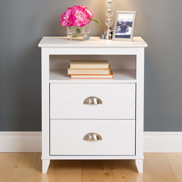 2-Drawer White Nightstands Side Table Bedside Table 18.9 in. H x 15.7 in. W  x 11.6 in. D