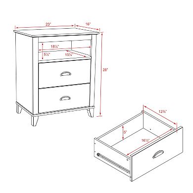 Prepac Yaletown 2-Drawer Tall White Nightstand