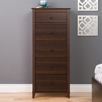 Prepac Yaletown 5 Drawer Tall Espresso Dresser