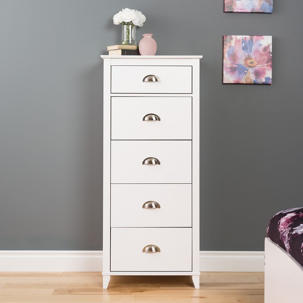 Prepac Yaletown 5 Drawer Tall White Dresser