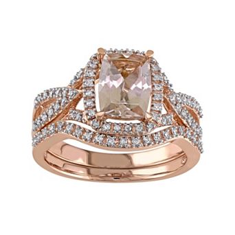 Stella Grace 10k Rose Gold Morganite & 1/4 Carat T.W. Diamond Engagement Ring Set