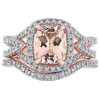 Stella Grace 10k Rose Gold Morganite & 1/4 Carat T.W. Diamond ...