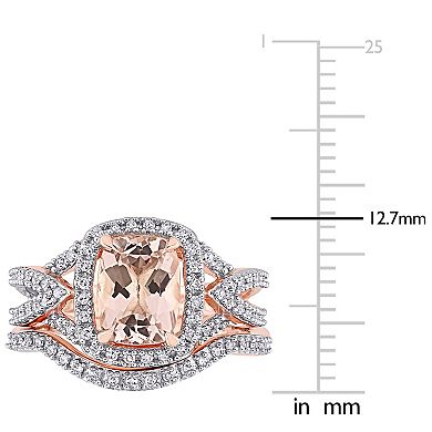 Stella Grace 10k Rose Gold Morganite & 1/4 Carat T.W. Diamond Engagement Ring Set