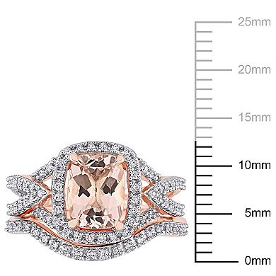 Stella Grace 10k Rose Gold Morganite & 1/4 Carat T.W. Diamond Engagement Ring Set