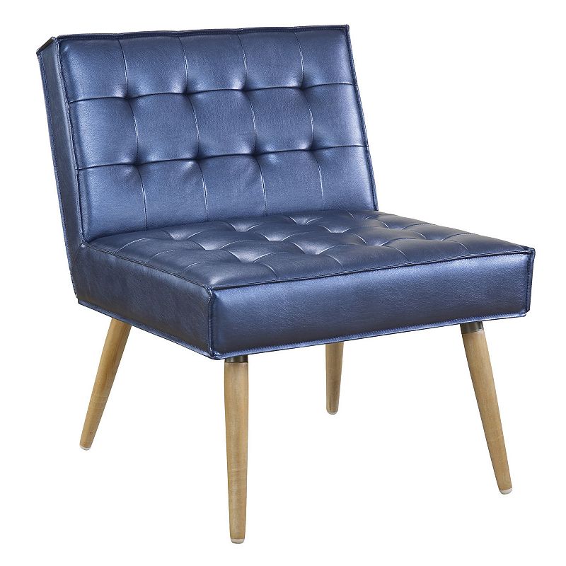 OSP Home Furnishings Amity Metallic Finish Tufted Accent Chair, Blue