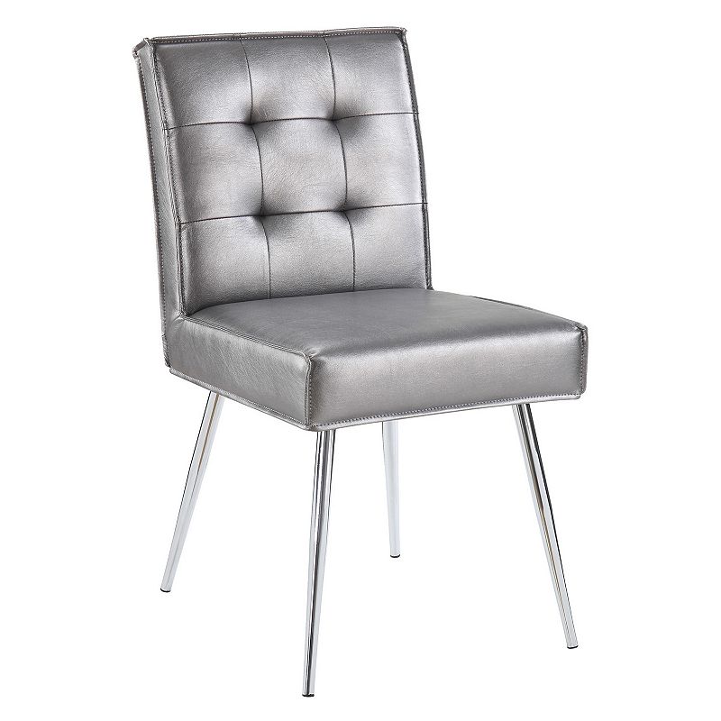 Ave Six Amity Metallic Finish Tufted Dining Chair, Grey