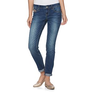 Juniors' Hydraulic Embellished Skinny Jeans