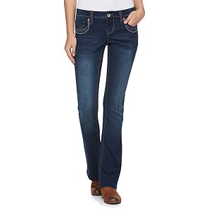 Juniors' Hydraulic Studded Slim Bootcut Jeans