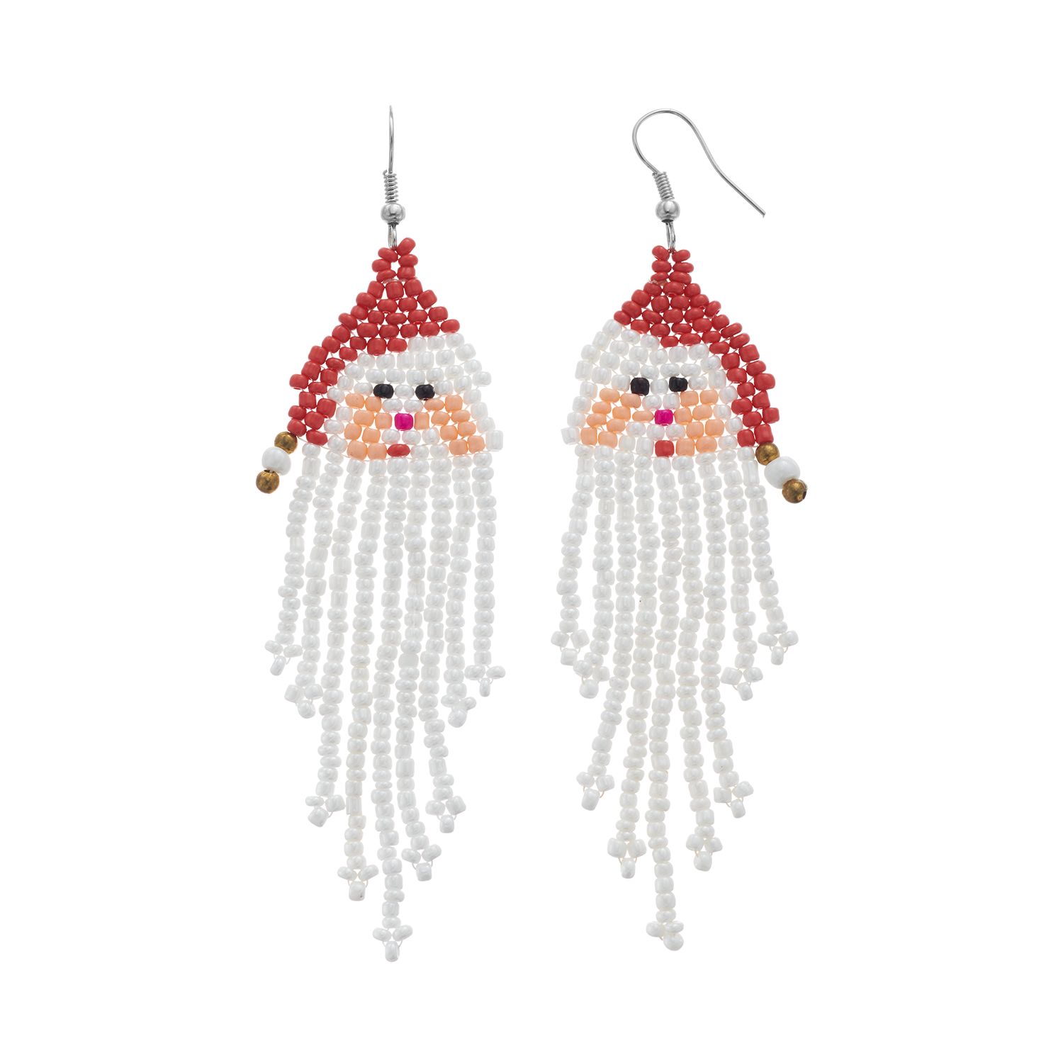 beaded santa earrings