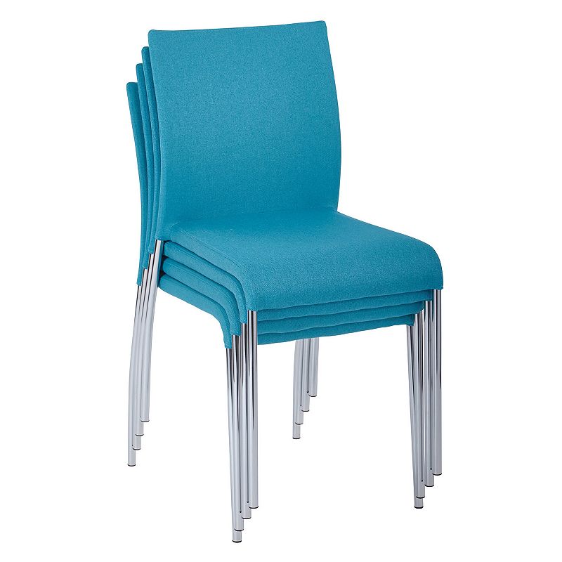 OSP Home Furnishings Conway Stackable Chair 4-piece Set, Turquoise/Blue