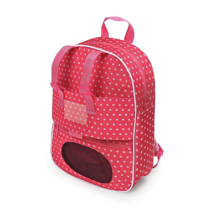 Badger Basket Doll Travel Backpack with Plush Friend Compartment, Pink