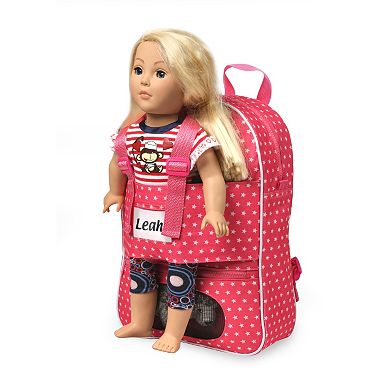 Badger Basket Doll Travel Backpack with Plush Friend Compartment