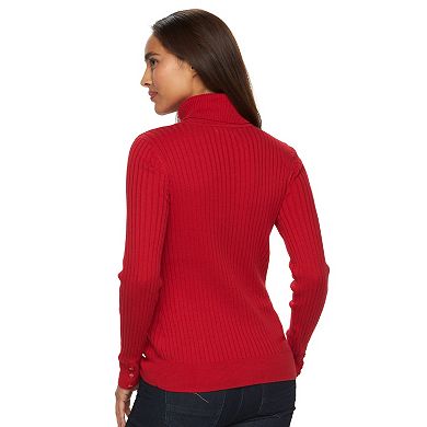 Women's Croft & Barrow® Essential Ribbed Turtleneck Sweater