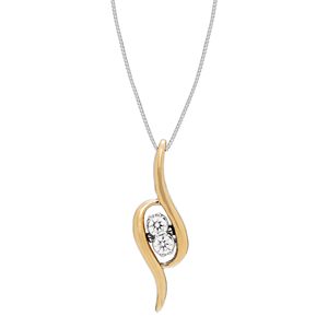 Sirena Collection Two Tone 10k Gold 1/8 Carat T.W. Diamond 2-Stone Reversible Bypass Pendant