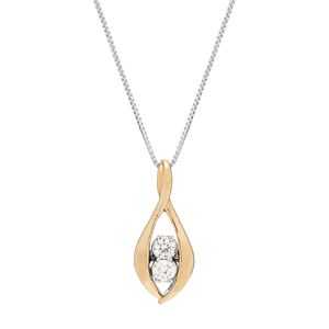 Sirena Collection Two Tone 10k Gold 1/8 Carat T.W. Diamond 2-Stone Reversible Teardrop Pendant