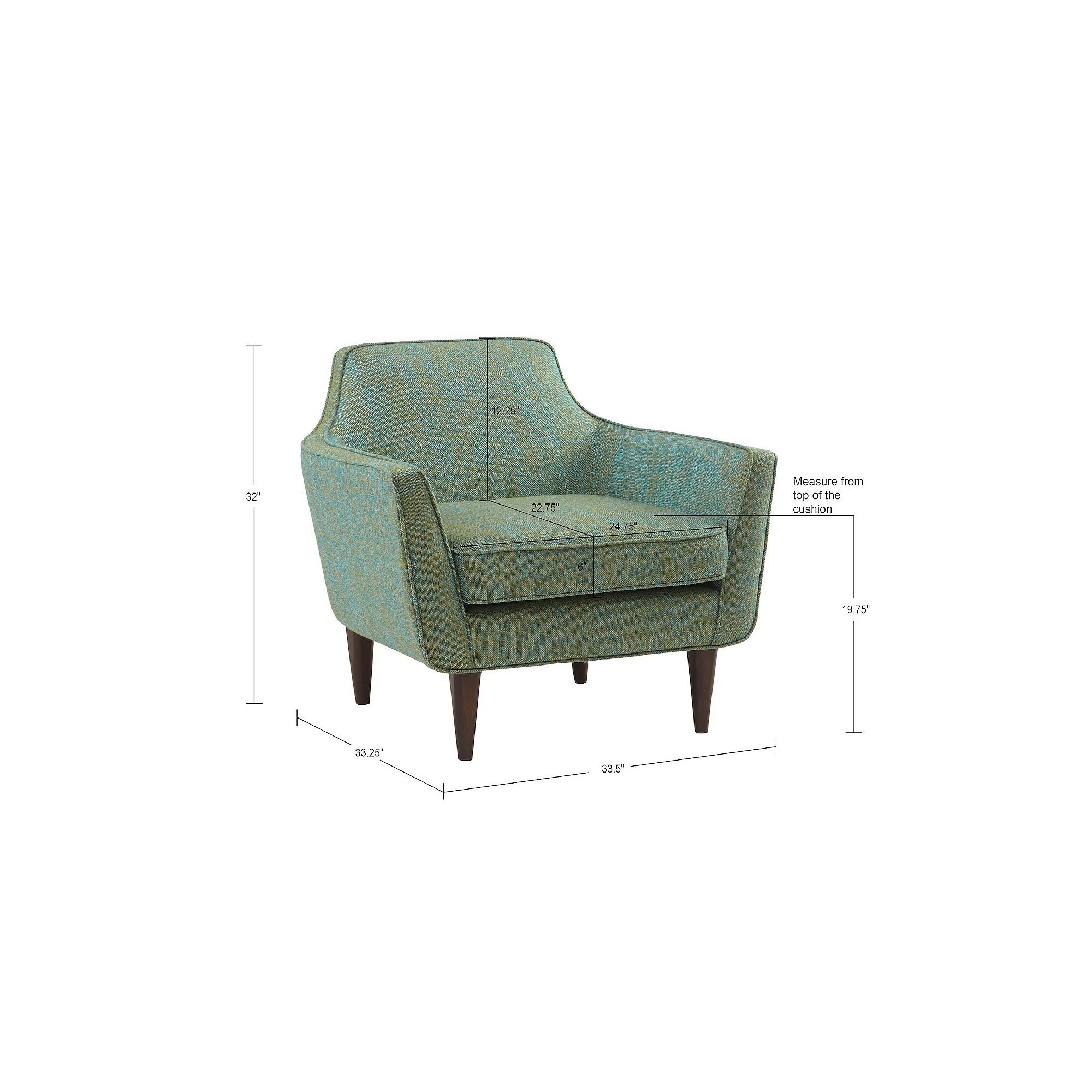 Madison Park Taye Mid-Century Modern Accent Chair, Blue Green