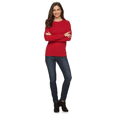 Women's Croft & Barrow® Cable-Knit Crewneck Sweater