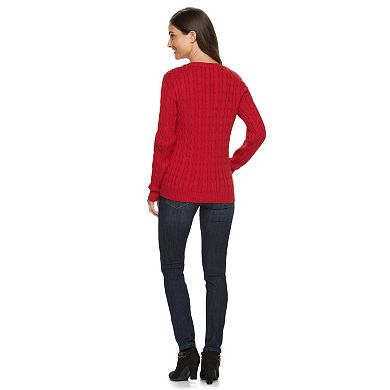 Women's Croft & Barrow® Cable-Knit Crewneck Sweater