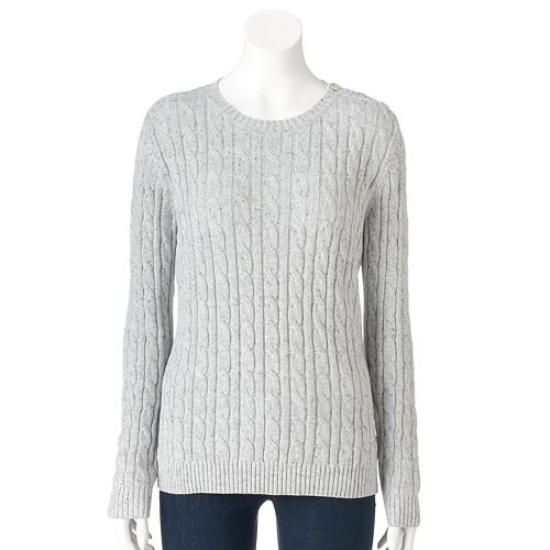 Women's Croft & Barrow® Cable-Knit Crewneck Sweater