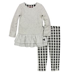 Baby Girl Burt's Bees Baby Thermal Ruffle Tiered Dress & Patterned Leggings